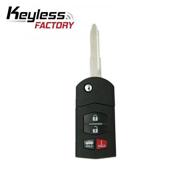 RK-MZ-SKE-4, 2006-2015 Mazda / 4-Button Flip Key / PN: BBM4-67-5RY / BGBX1T478SKE125-01 (AFTERMARKET)